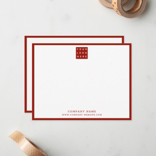 Business Logo Company Name Red Border Note Card ノートカード (正面/裏面インサイチュ)