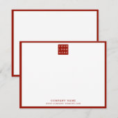 Business Logo Company Name Red Border Note Card ノートカード (正面/裏面)