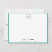 Business Logo Company Name Teal Border ノートカード (正面)