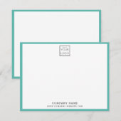 Business Logo Company Name Teal Border ノートカード (正面/裏面)