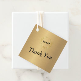 Business Logo Company Square金ゴールドつるラベル フェイバータグ