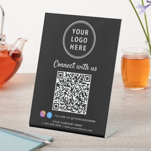 Business Logo Connect With Us Create Your QR Code 台座サイン (インサイチュ)