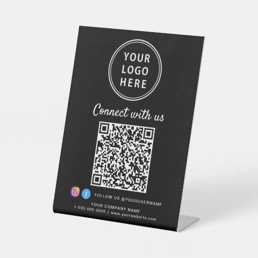 Business Logo Connect With Us Create Your QR Code 台座サイン (正面)