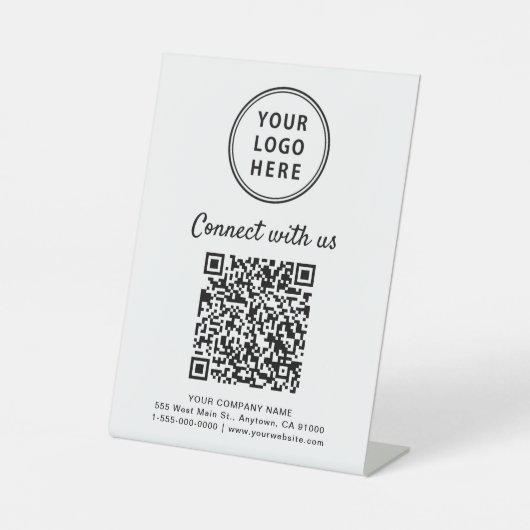 Business Logo Connect With Us Create Your QR Code 台座サイン (正面)