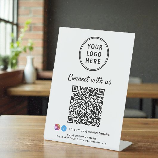 Business Logo Connect With Us Create Your QR Code 台座サイン