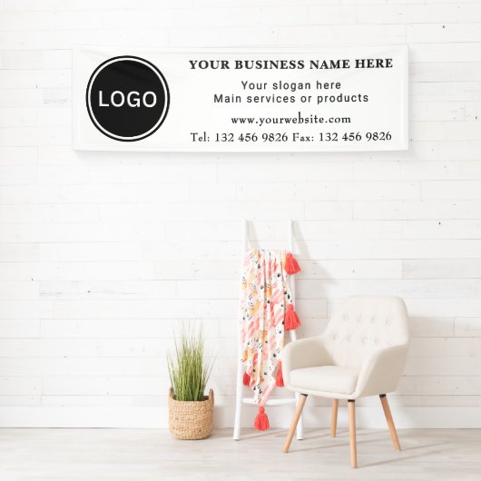 Business Logo Contact Information Simple Editable 横断幕 (インサイチュ)