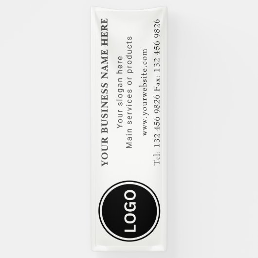 Business Logo Contact Information Simple Editable 横断幕 (縦)