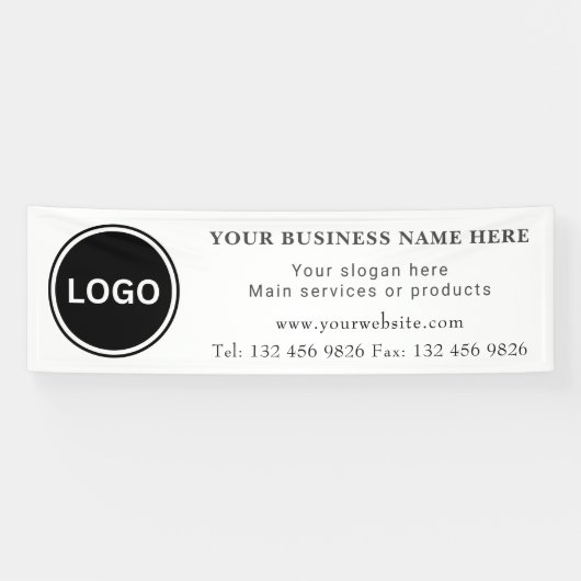 Business Logo Contact Information Simple Editable 横断幕 (横)