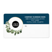 Business Logo Corporate Modern holiday wreath Blue ラベル (正面)