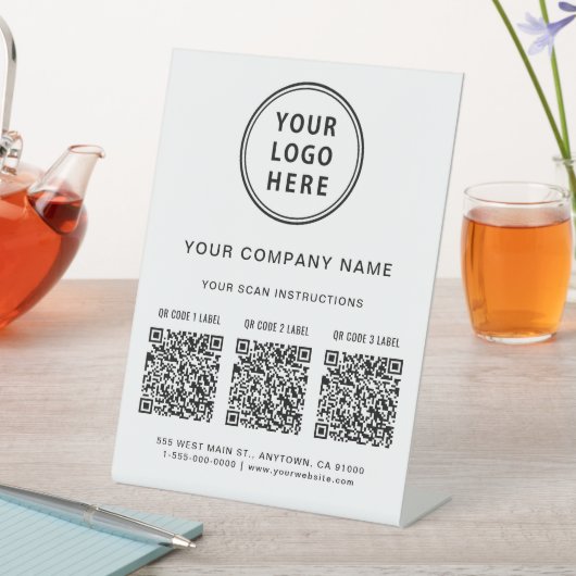 Business Logo Create 3 QR Codes 台座サイン (インサイチュ)