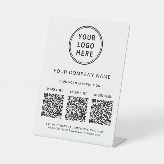 Business Logo Create 3 QR Codes 台座サイン (正面)