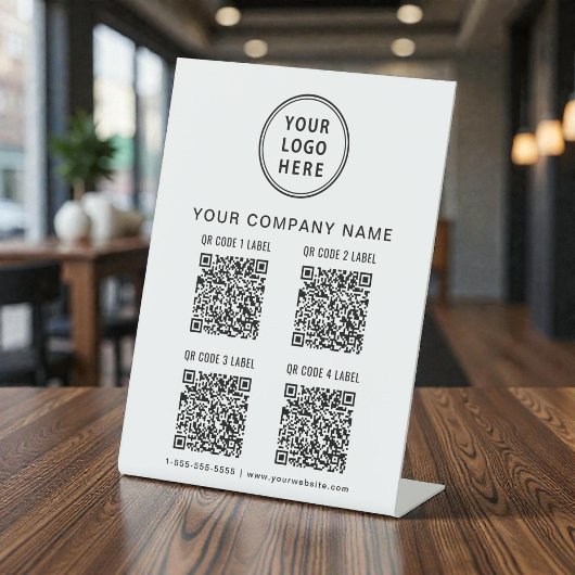 Business Logo Create Your 4 QR Codes 台座サイン