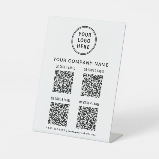 Business Logo Create Your 4 QR Codes 台座サイン (正面)
