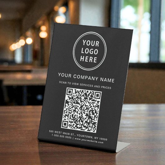 Business Logo Create Your QR Code Black 台座サイン