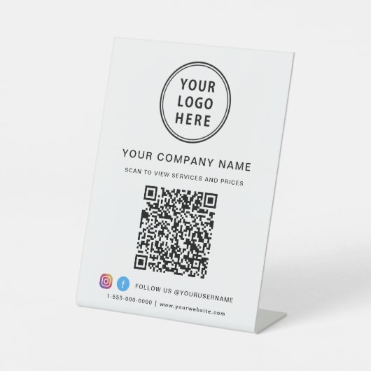 Business Logo Create Your QR Code Social Media 台座サイン (正面)