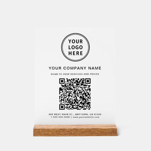 Business Logo Create Your QR Code White アクリルサイン (正面)