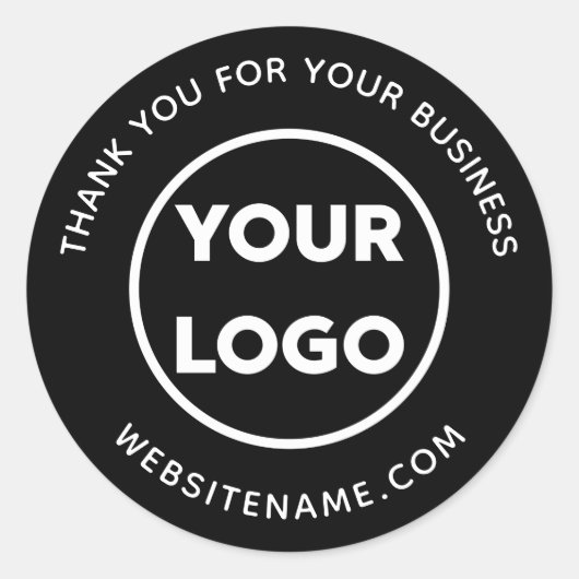 Business Logo Customer Thank You Black ラウンドシール (正面)