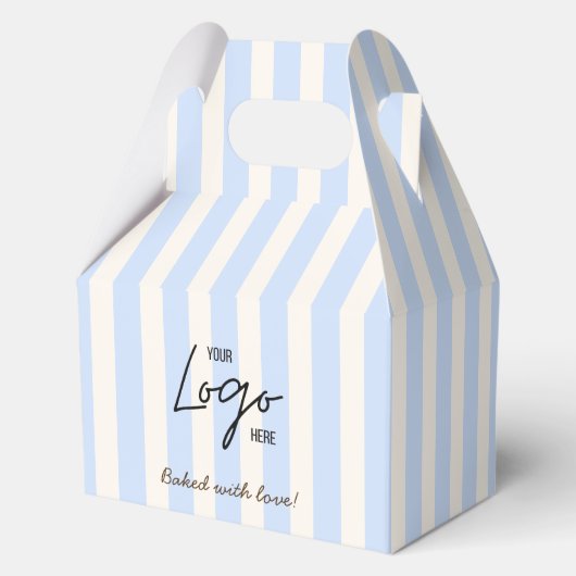 Business Logo Cute Blue Stripes Cookie フェイバーボックス (裏面)