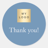 Business logo dusty blue thank you ラウンドシール (正面)