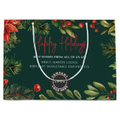 Business Logo Employees Christmas Holiday Custom ラージペーパーバッグ (正面)