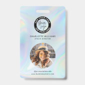 Business Logo Employees Holographic Photo ID バッジ (裏面)