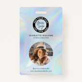 Business Logo Employees Holographic Photo ID バッジ (裏面)