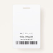 Business Logo Employees Photo ID Barcode Custom バッジ (裏面)