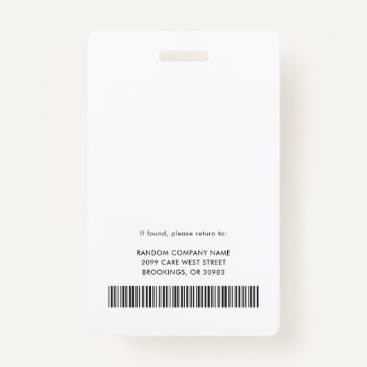 Business Logo Employees Photo ID Barcode Custom バッジ (裏面)