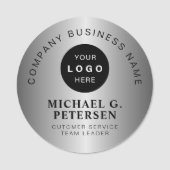 Business logo  faux silver company employee 名札 (正面)