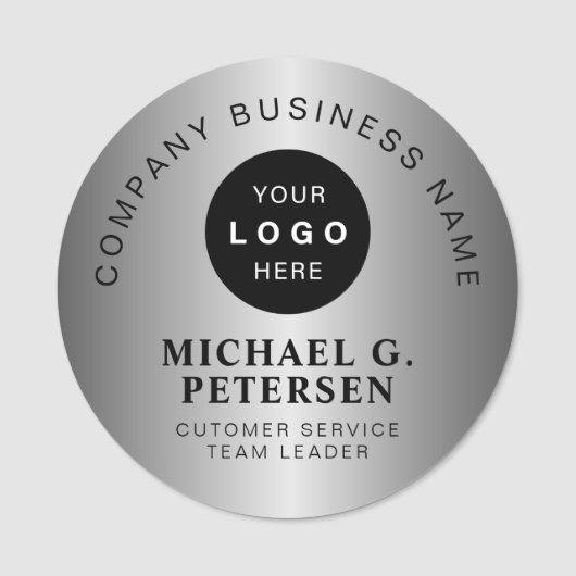 Business logo  faux silver company employee 名札 (正面)