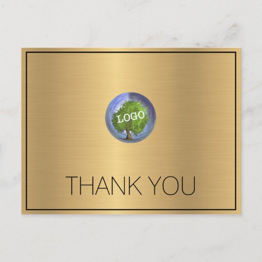 Business Logo Gold Thank You ポストカード (正面)