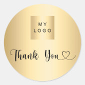 Business logo gold thank you ラウンドシール (正面)
