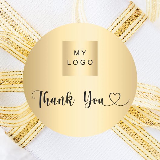 Business logo gold thank you ラウンドシール