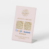 Business Logo Google & Facebook Reviews QR Code 台座サイン (正面)