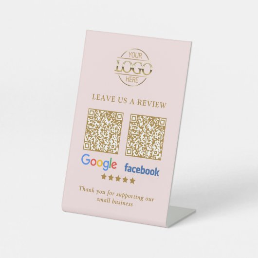Business Logo Google & Facebook Reviews QR Code 台座サイン (正面)