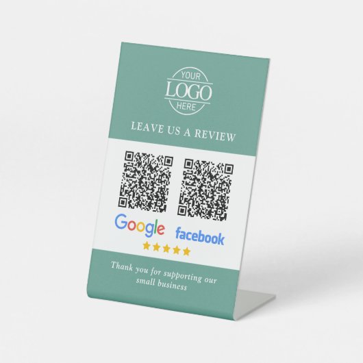Business Logo Google & Facebook Reviews QR Code 台座サイン (正面)