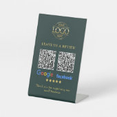 Business Logo Google & Facebook Reviews QR Code 台座サイン (正面)