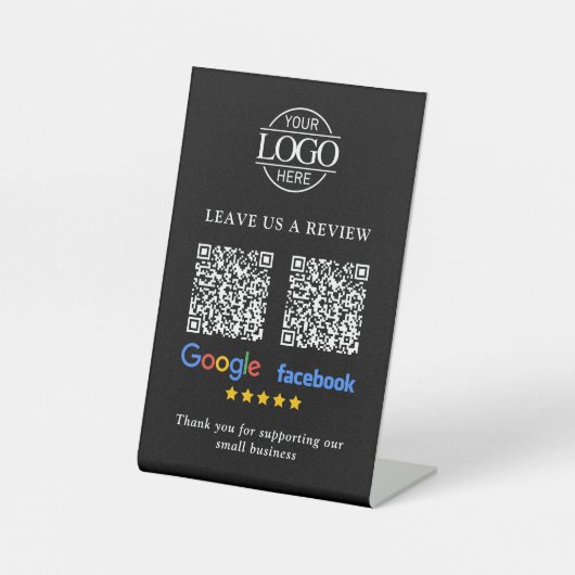 Business Logo Google & Facebook Reviews QR Code 台座サイン (正面)
