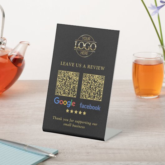 Business Logo Google & Facebook Reviews QR Code Pe 台座サイン (インサイチュ)