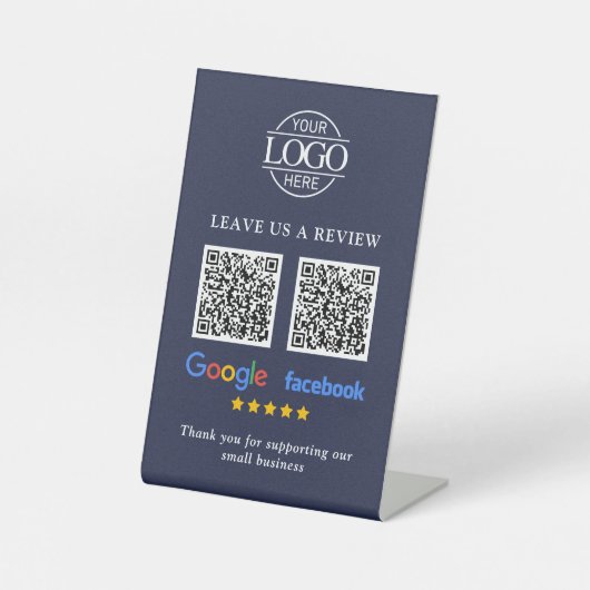 Business Logo Google & Facebook Reviews QR Code Pe 台座サイン (正面)