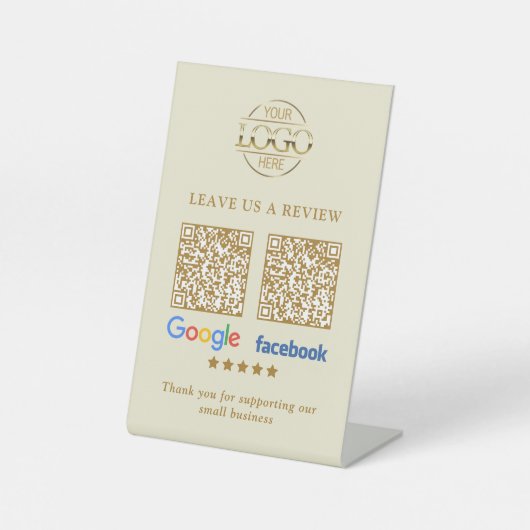 Business Logo Google & Facebook Reviews QR Code Pe 台座サイン (正面)