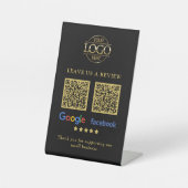 Business Logo Google & Facebook Reviews QR Code Pe 台座サイン (正面)