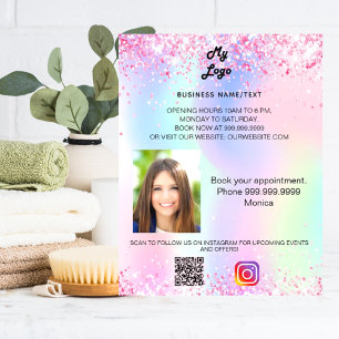 Business logo holographic photo qr code instagram チラシ