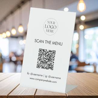 Business Logo Menu QR Code Modern Minimalist 台座サイン