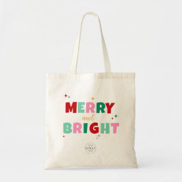 Business Logo Merry & Bright Colorful Font Gift トートバッグ