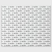 Business Logo Merry Christmas Script Black & White ラッピングペーパー (フラット)