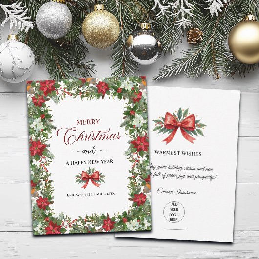 Business Logo Merry Christmas Thank You Card   ノートカード