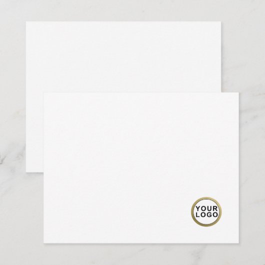 Business Logo Minimal White Flat Note Card ノートカード (正面/裏面)
