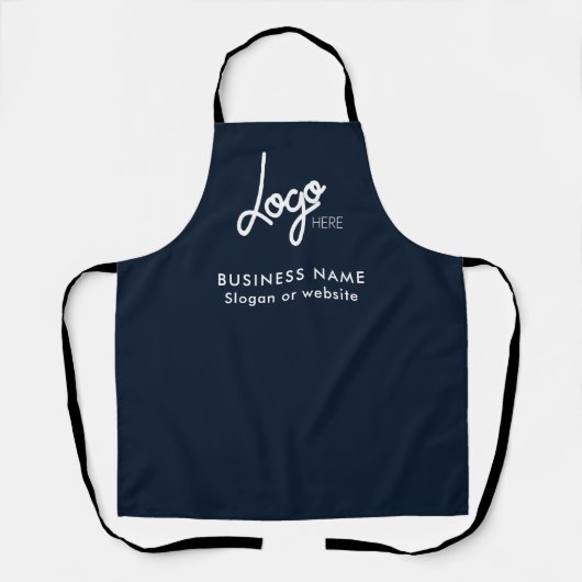 Business Logo | Name Modern Navy Blue Apron エプロン (正面)