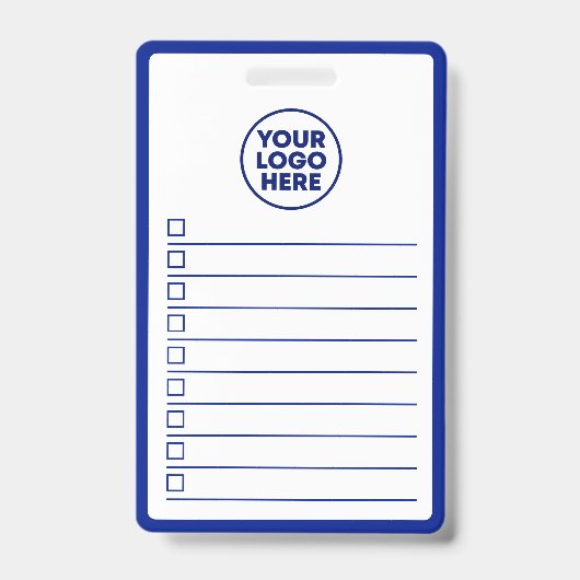 Business Logo Navy Blue Whiteboard To Do List バッジ (正面)
